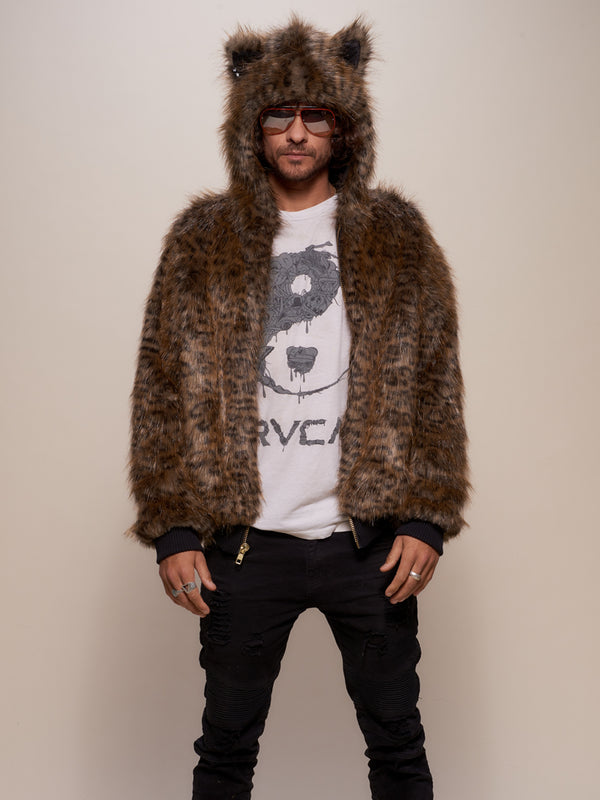 SpiritHoods® Faux Fur Bomber Mens Jacket With Hood & Ears Classic ...