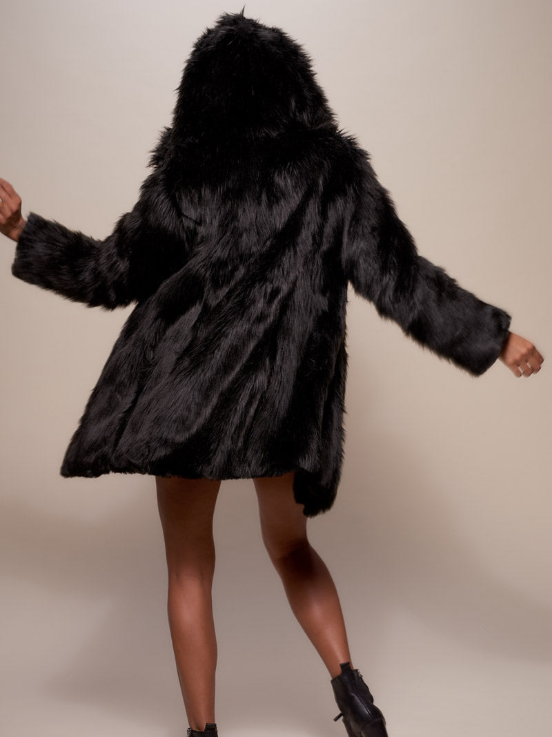 SpiritHoods® Faux Fur Womens Coat With Hood Black Wolf