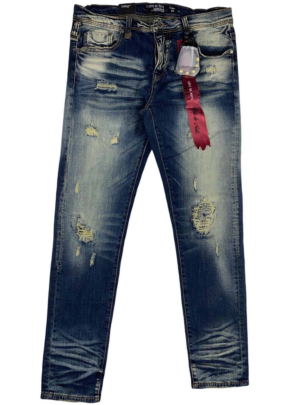 Cote de Nuits - Indigo ripped patched denim pant earth tone wash (cdn ...