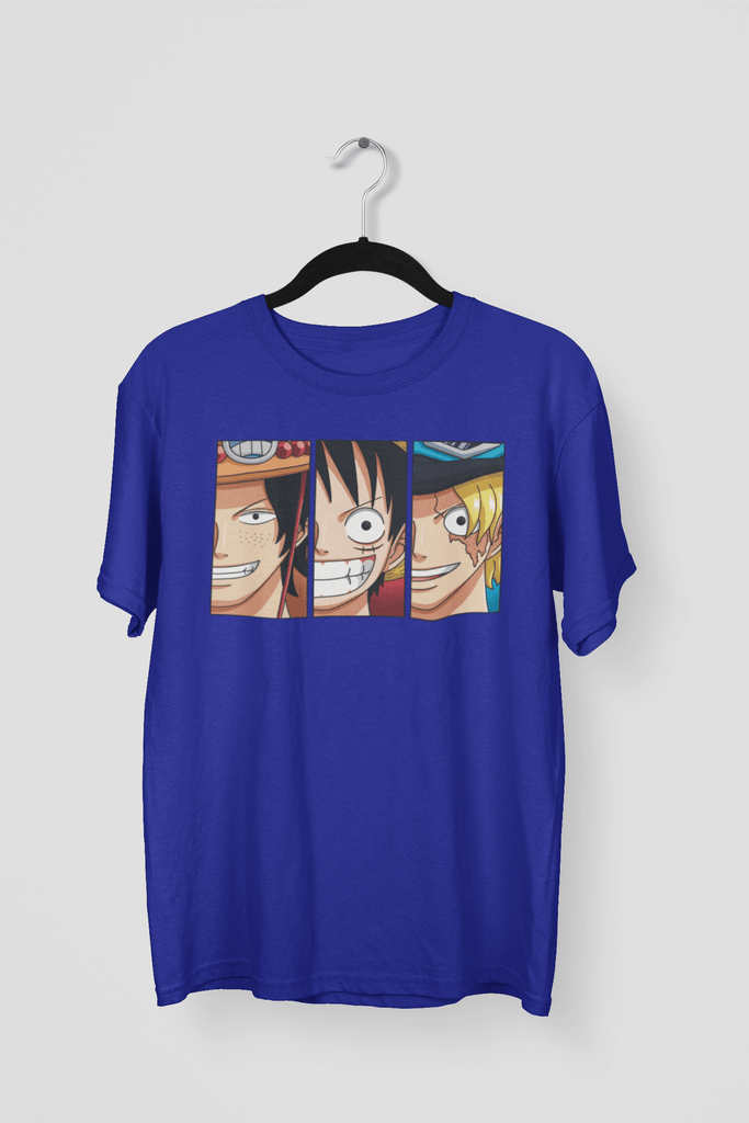 Vikclique Anime One Piece Luffy Zoro Cotton Blend Printed Half Sleeve Round  Neck White Tshirt For Mensboys
