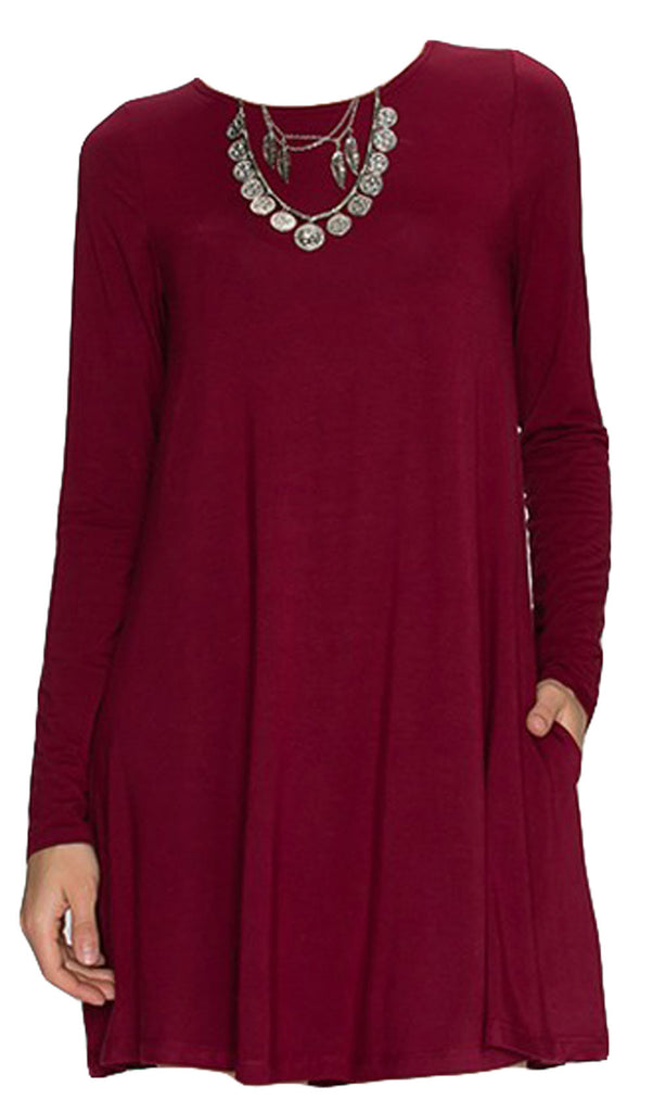 swing dress with pockets and long sleeves