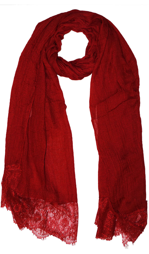 Delicate Lace Edge Hijab Scarf Red Hijabs For Sale At Hijabican Hijab Store Free Usa