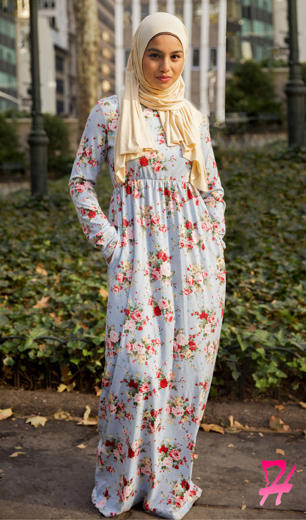 floral sleeve maxi dress