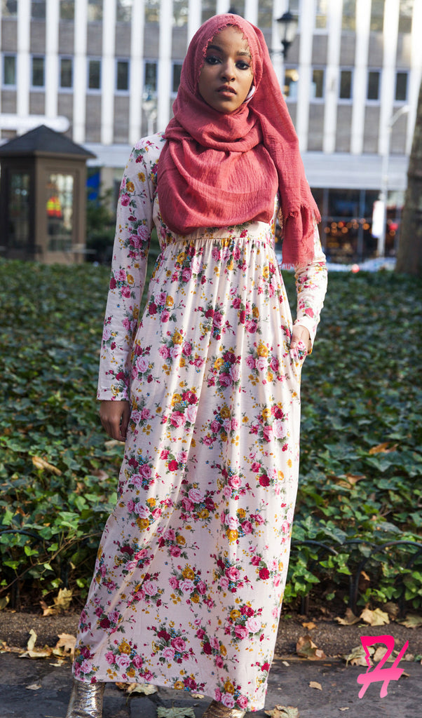 pink floral long sleeve dress