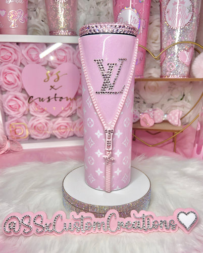 White Base BARBIE rhinestone hearts Tumbler – SSxCustomCreations