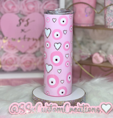 White Base BARBIE rhinestone hearts Tumbler – SSxCustomCreations