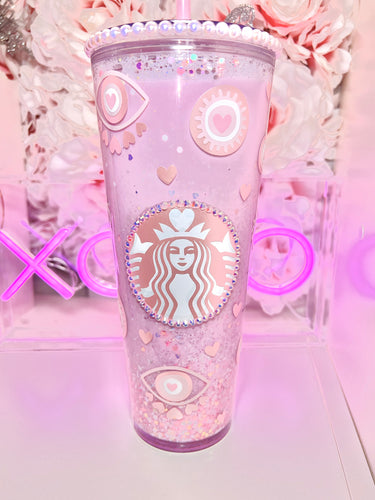 24oz Acrylic , rhinestone filled L.V. glitter Tumbler – SSxCustomCreations