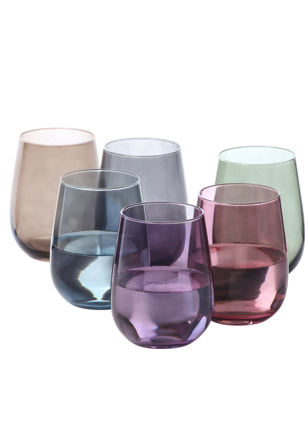 Lav Gaia 6 Piece Multi Colored Stemless Wine Glasses Set 16 Oz Lav Us