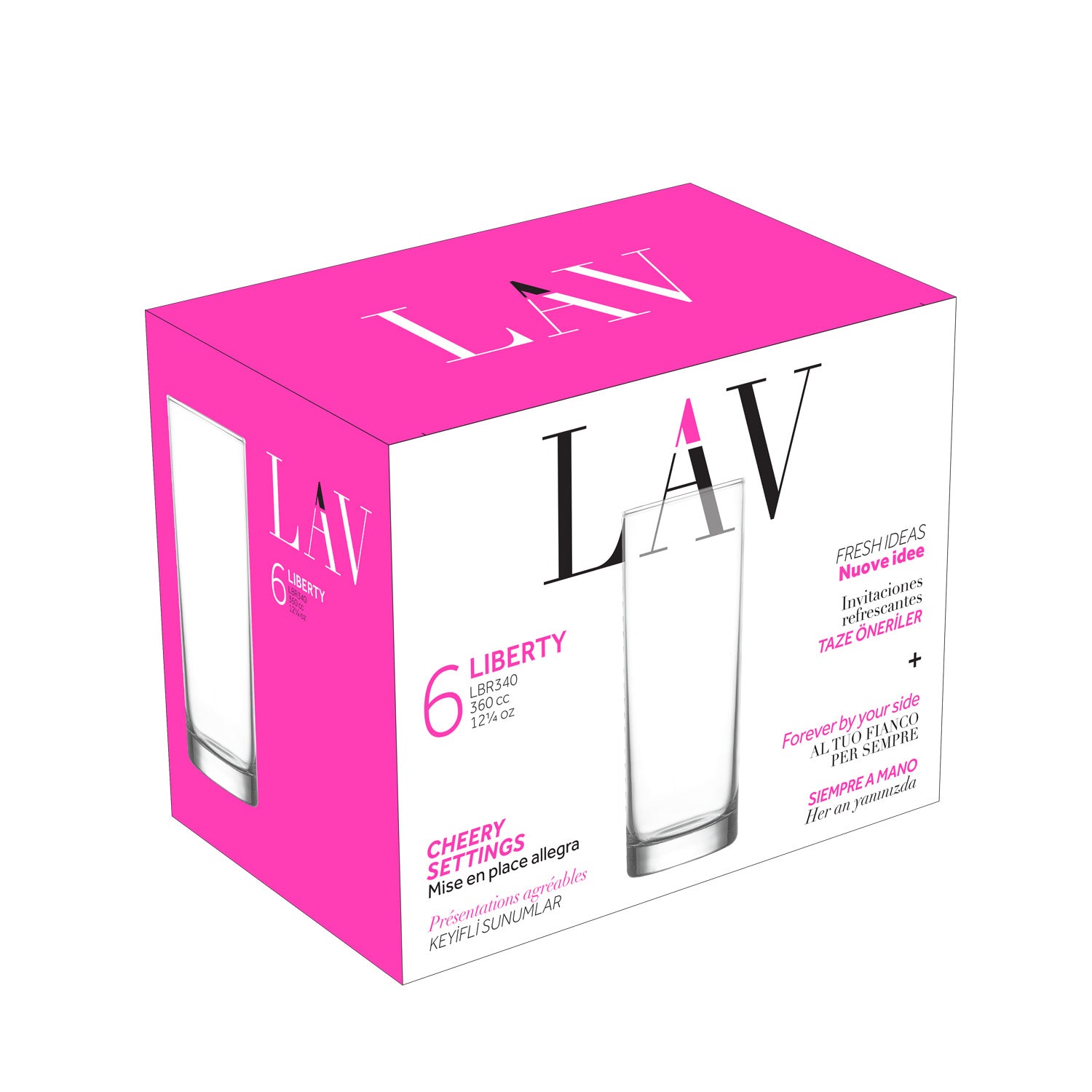 Lav Liberty 6 Piece Collins Cocktail Glasses 1225 Oz Lav Us 9211