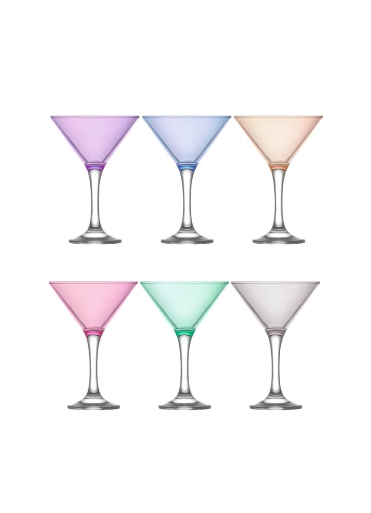 Set of 6 Small Stem Martini Glasses for Cocktails, Desserts