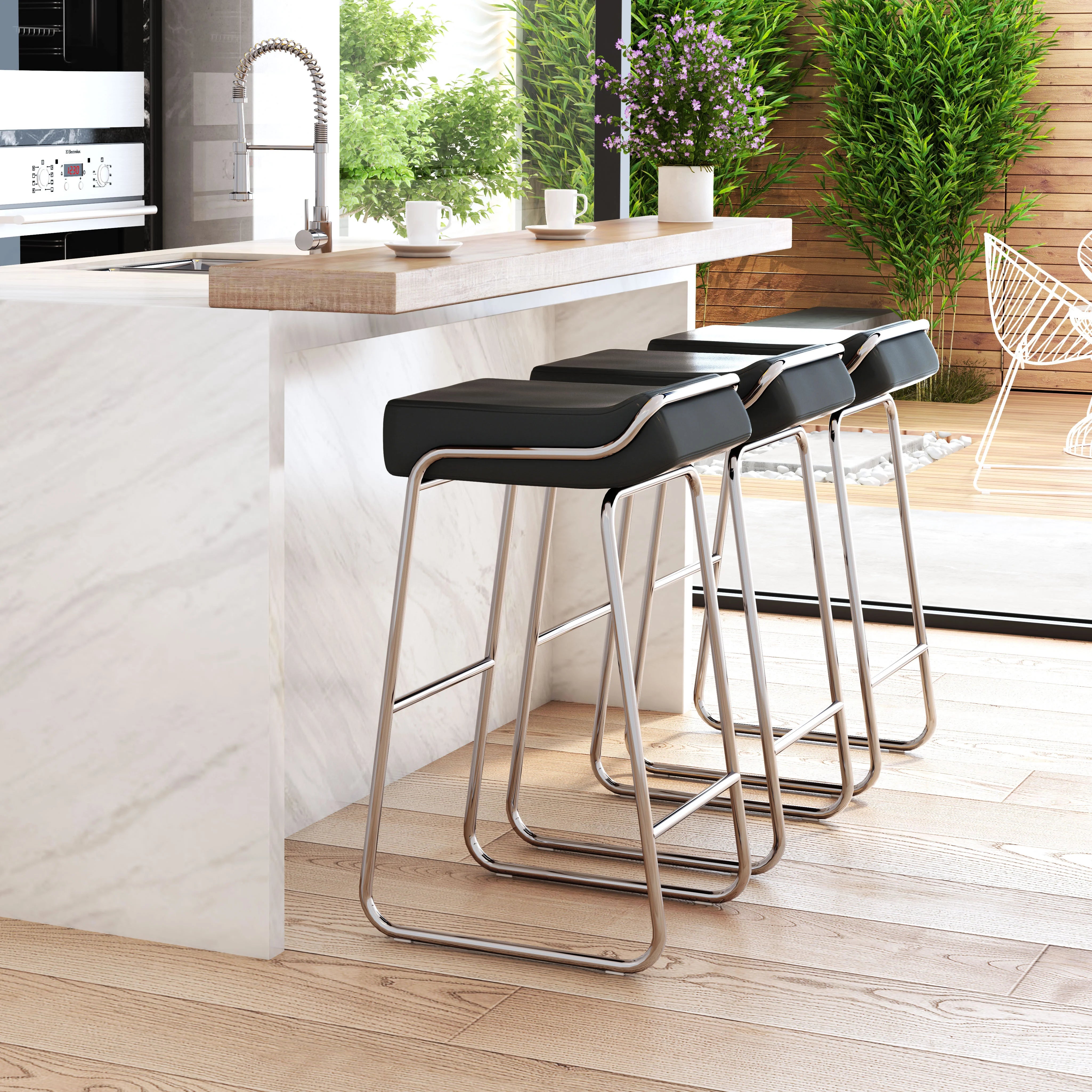 Wedge Barstool Black - Set of 2