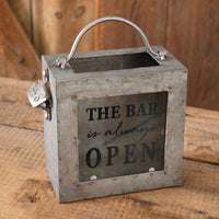 Photo of The Bar Is Always Open Galvanized Bottle Opener Bin
