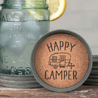 Photo of Mason Jar Lid Coaster - Happy Camper - Box of 4