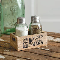 Photo of Mason's Jars Wooden Salt & Pepper Caddy - Box with 2 Shakers