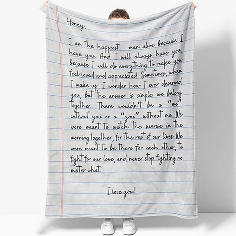 Love Letter Blanket for Wife, Personalized Blanket Gift for Wife