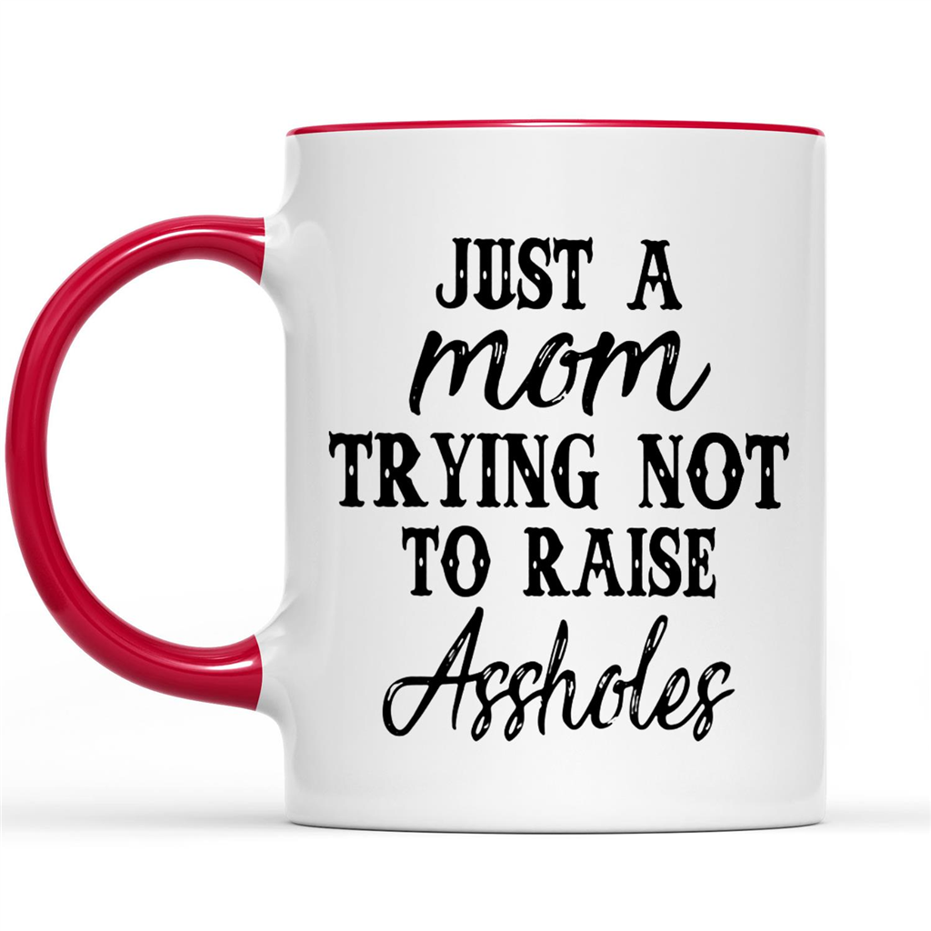 Just a Mom Trying Not to Raise Aholes Tumbler Funny Mom Cups Funny