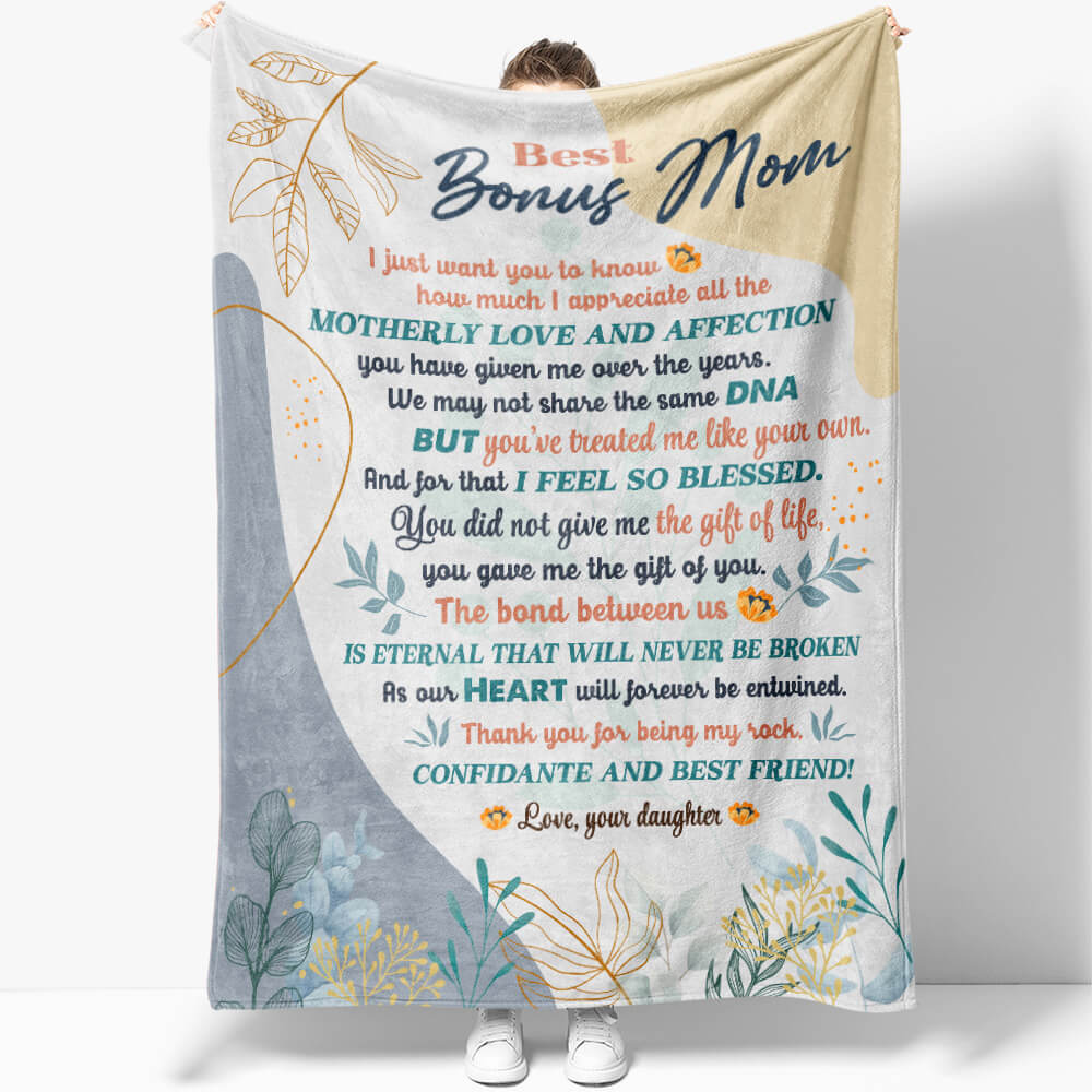 Bonus Mom Blanket Gift, Stepmom Blanket from Stepdaughter Stepson, Step Mom  Thro