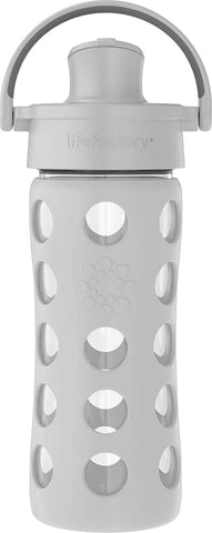 Lifefactory 8oz Stainless Steel Baby Bottle with Soft Silicone Sippy Spout, Grey