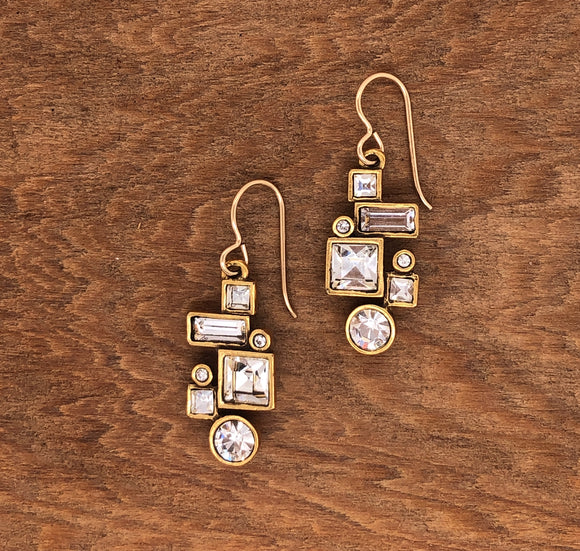 Gold Syncopation Earrings in All Crystal