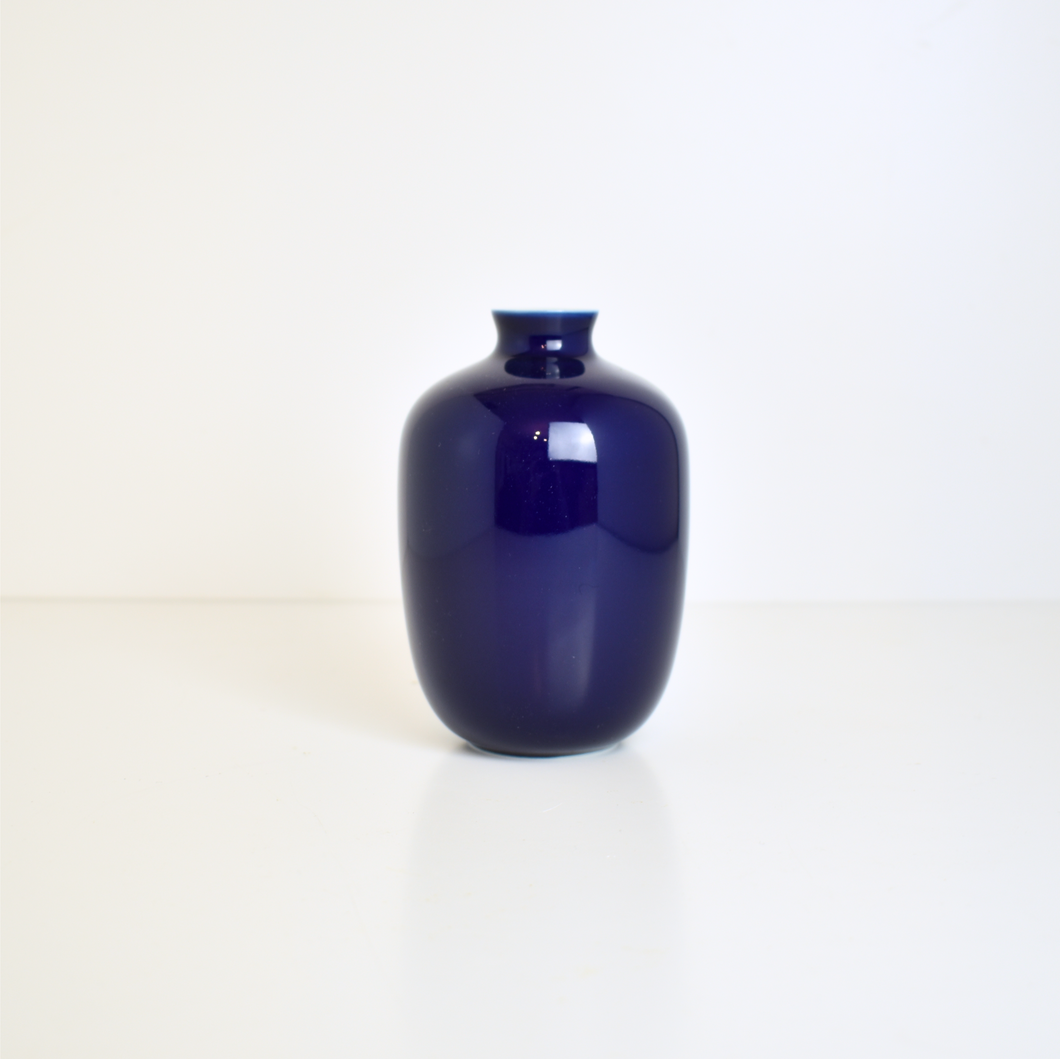 Glossy Porcelain Mini Plum Vase - Indigo