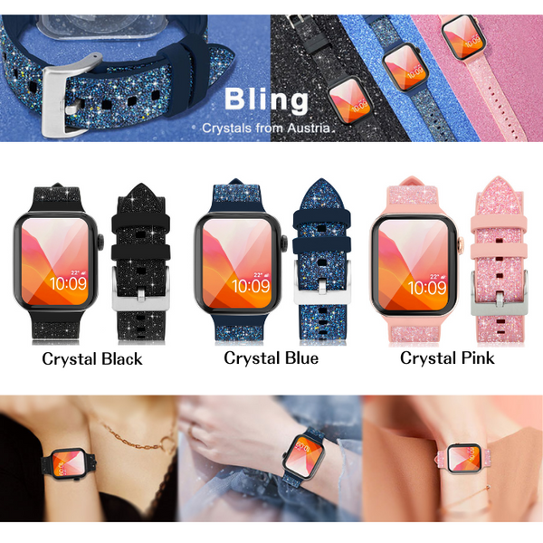 Kingxbar AppleWatch 38/40/41 対応 Crystal シリコンバンドに細やかな