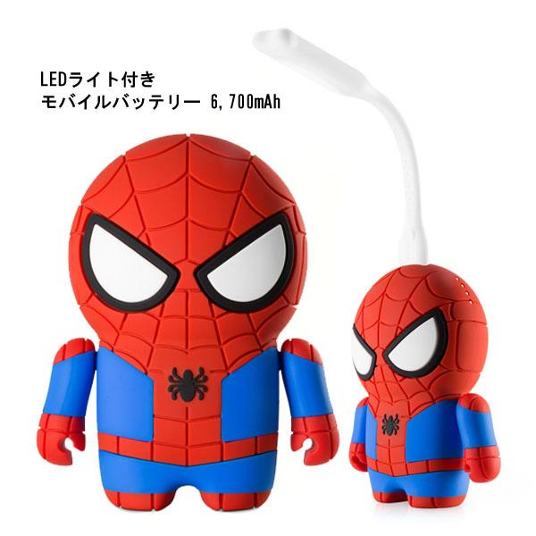 Marvel スパイダーマン モバイルバッテリー 6700ma Ledライト付き 充電器 マーベル アベンジャーズ かわいい Pb エアリアダイレクト