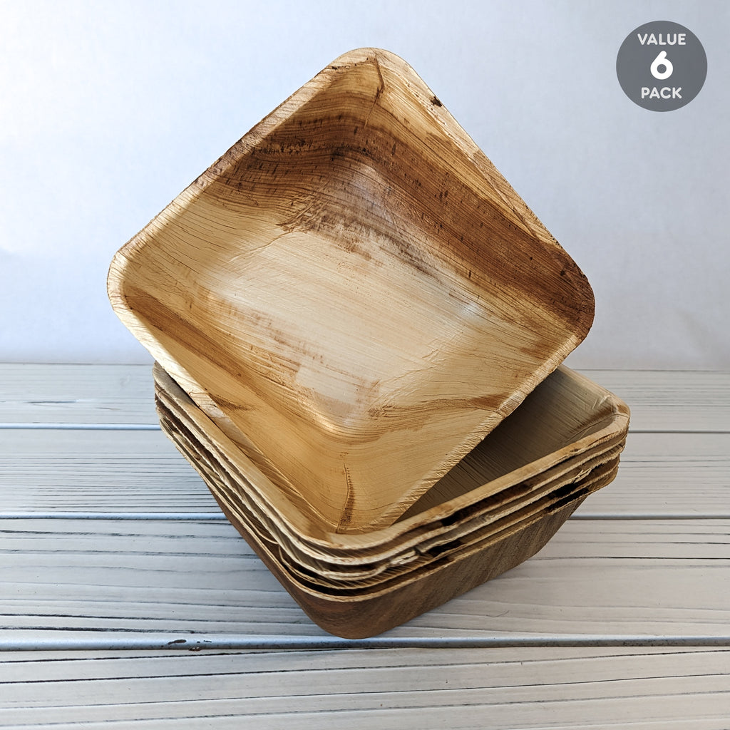 Palm Leaf Deep Square Bowls 5 Inch