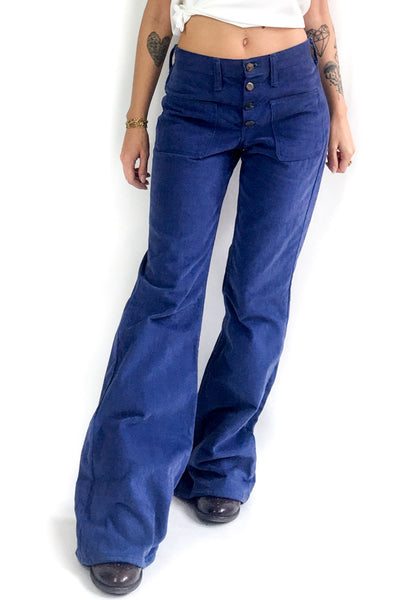 70s vintage high-rise bell bottoms, authentic dead-stock. Size FR 38 ( –  Radical Silk