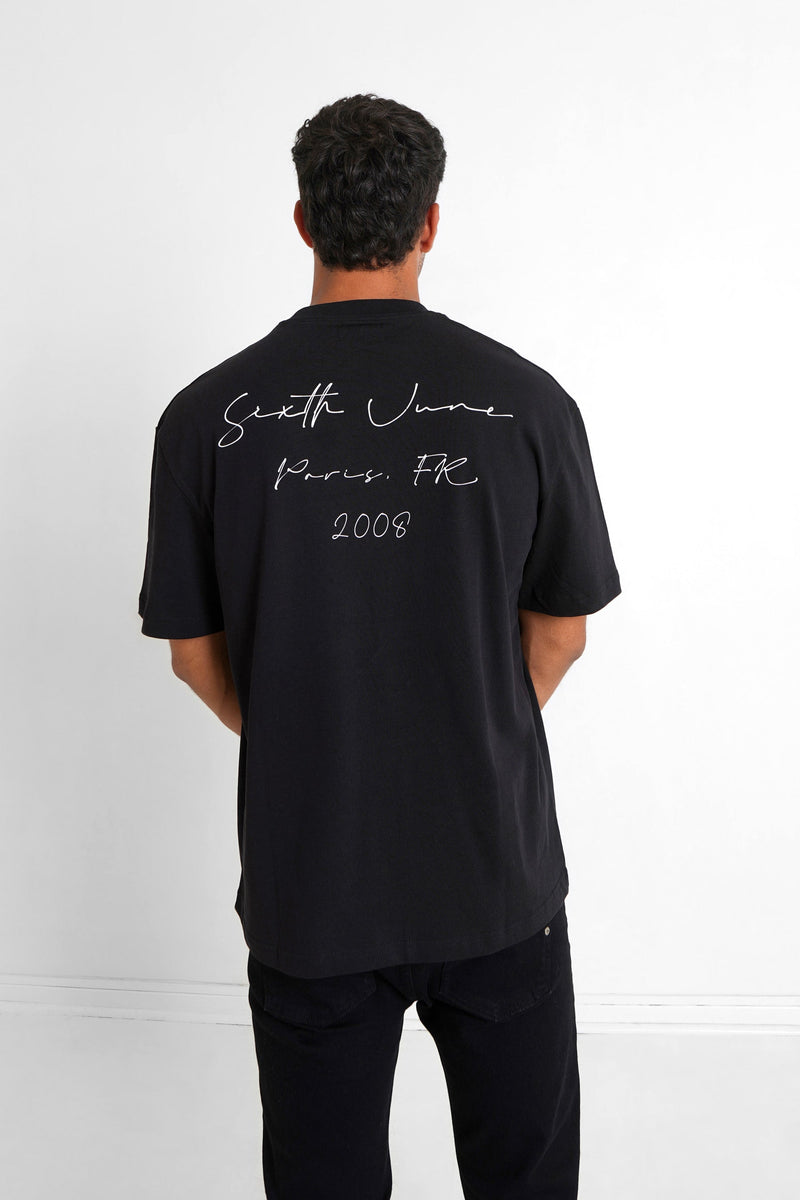 Back signature t-shirt Black - MEN T-shirt ss - Sixth June Europe