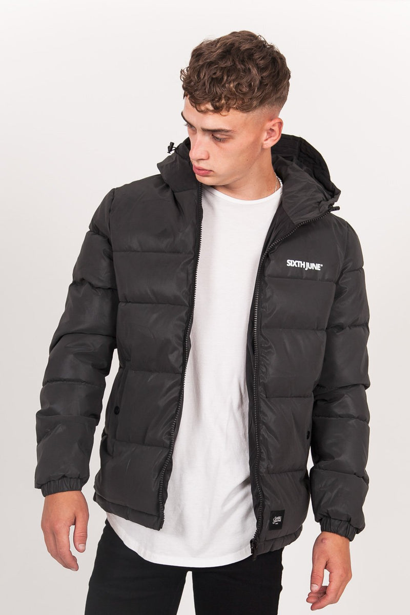 Logo Reflective Puffer Jacket Black – Sixth June Europe