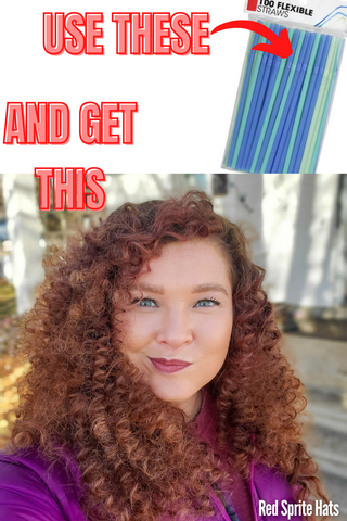 use plastic straws for super curly perm style hair red sprite hats