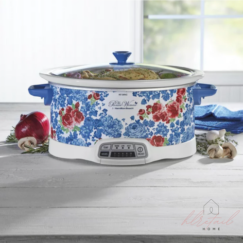 The Pioneer Woman Portable Slow Cooker, 6 Quart Capacity, Removable Crock,  Breezy Blossom, 33062 