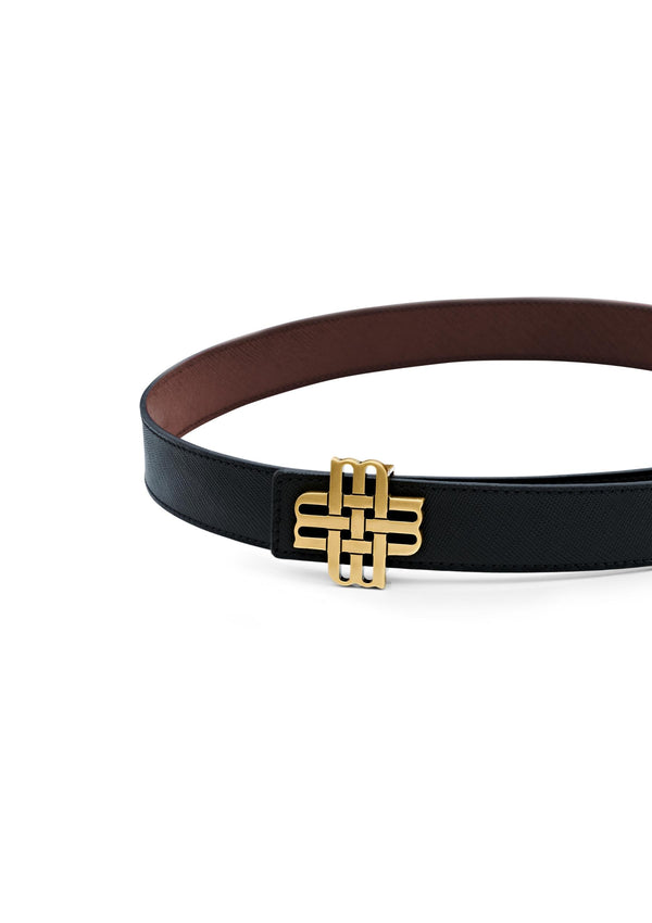 Black/brown 30 mm reversible leather belt - Luxury Belts