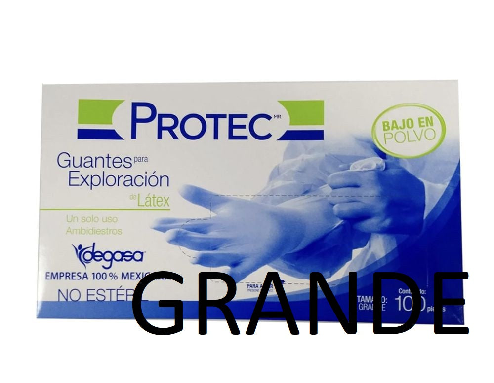 Guante para Exploración Latex Blanco tamaño Grande Caja 100 piezas Bio— Santa Fe