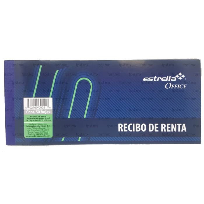 Recibo De Renta 50 Hojas Estrella 225 X 10 Cm— Farmacia Santa Fe 7207