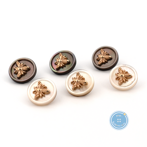 (3 pieces set) 11mm MOP Button with Bee on top