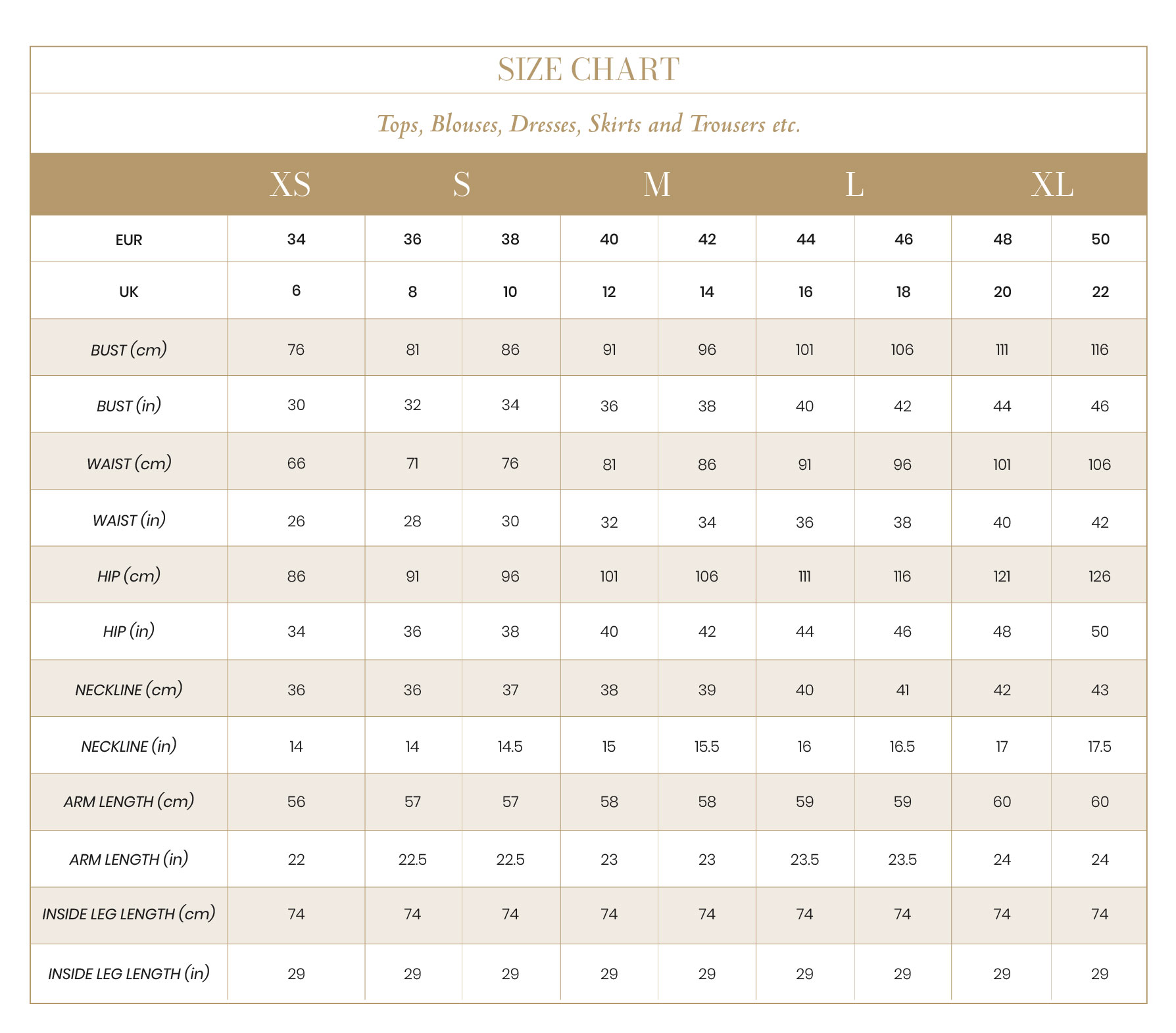 size chart