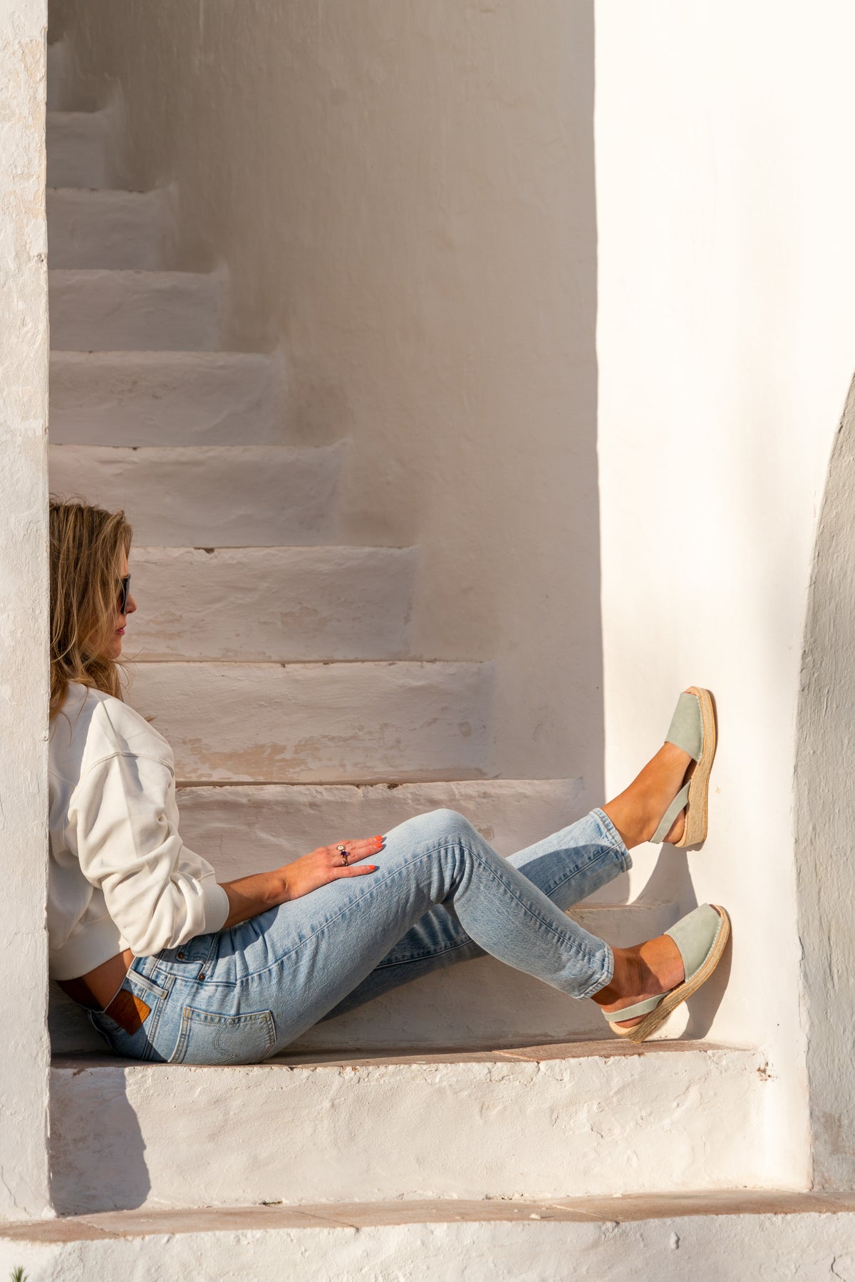 Tan nubuck espadrille wedges - The Spanish Sandal Company