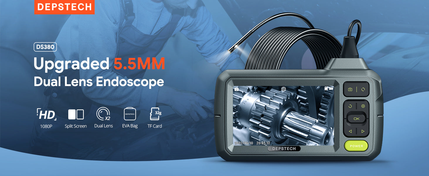Hiacinto ES300D Dual Lens Borescope, 3 Inch 1080P HD Endoscope
