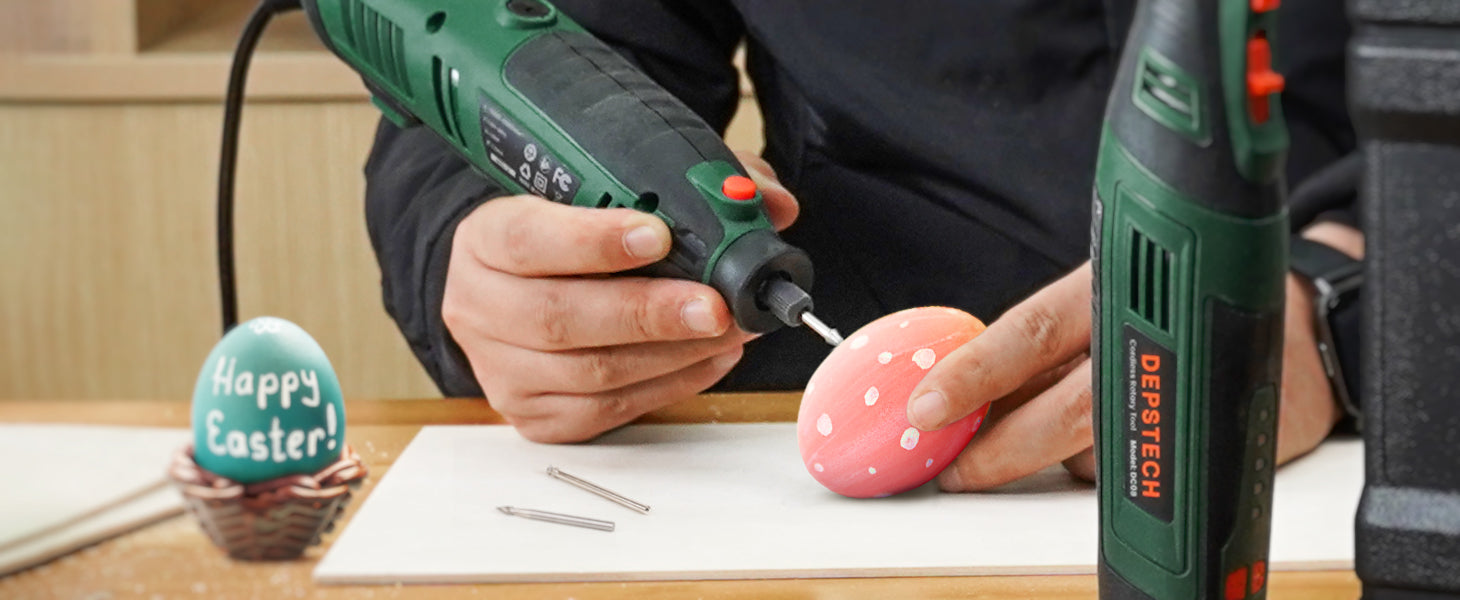 Use Depstech rotary tool to carve Easter eggs