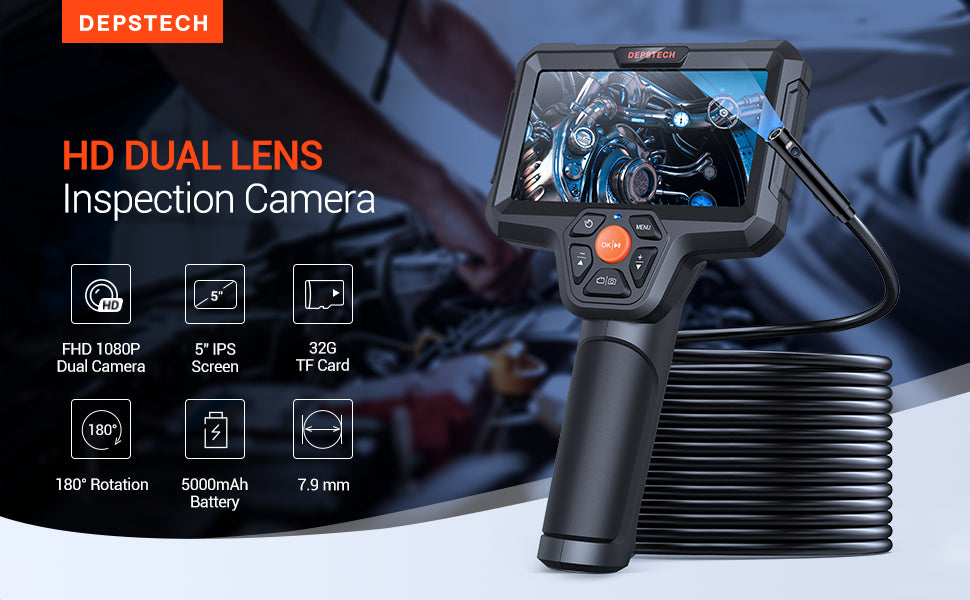 1080P Handheld Borescope with 5 IPS Screen and Dual Lens – DEPSTECH