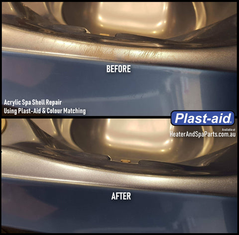 Plast-Aid plastic repair for spas showers pvc abs and more.