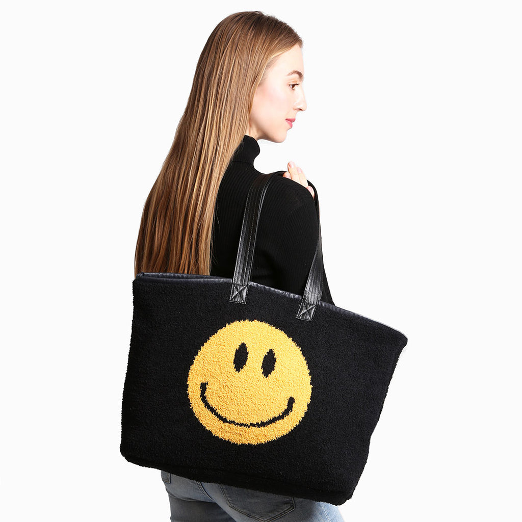 Elena Handbags Cotton Crochet Smiley Face Bag