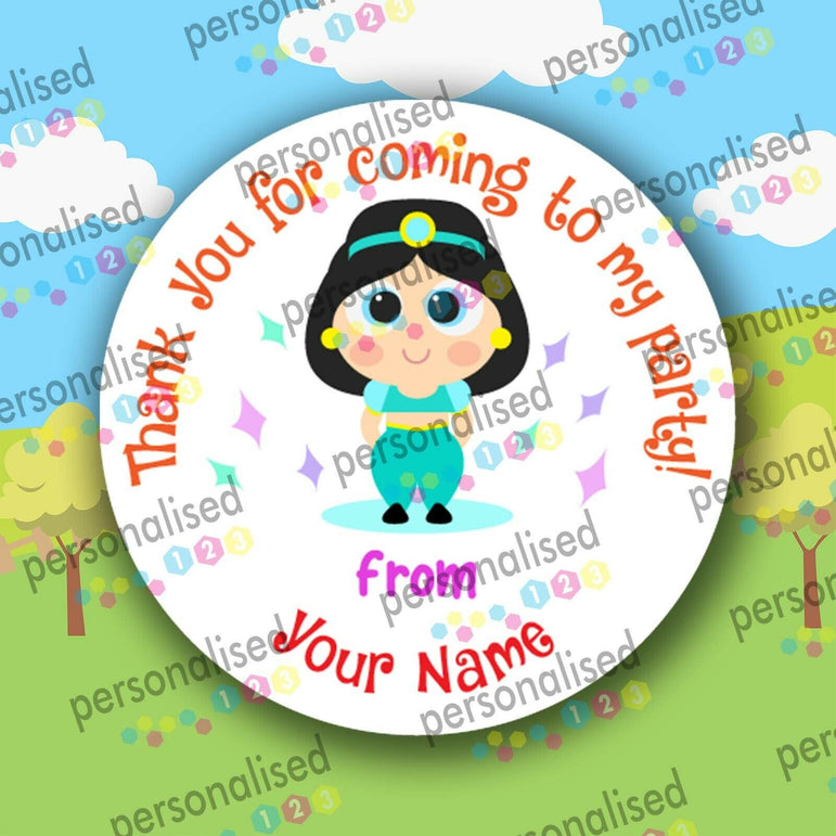 Personalised Birthday Party Stickers Girls Thank You For Coming Labels Princess - Glossy