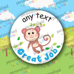 Personalised Teacher Stickers Safari Animals Well Done Reward Labels Children - Matte