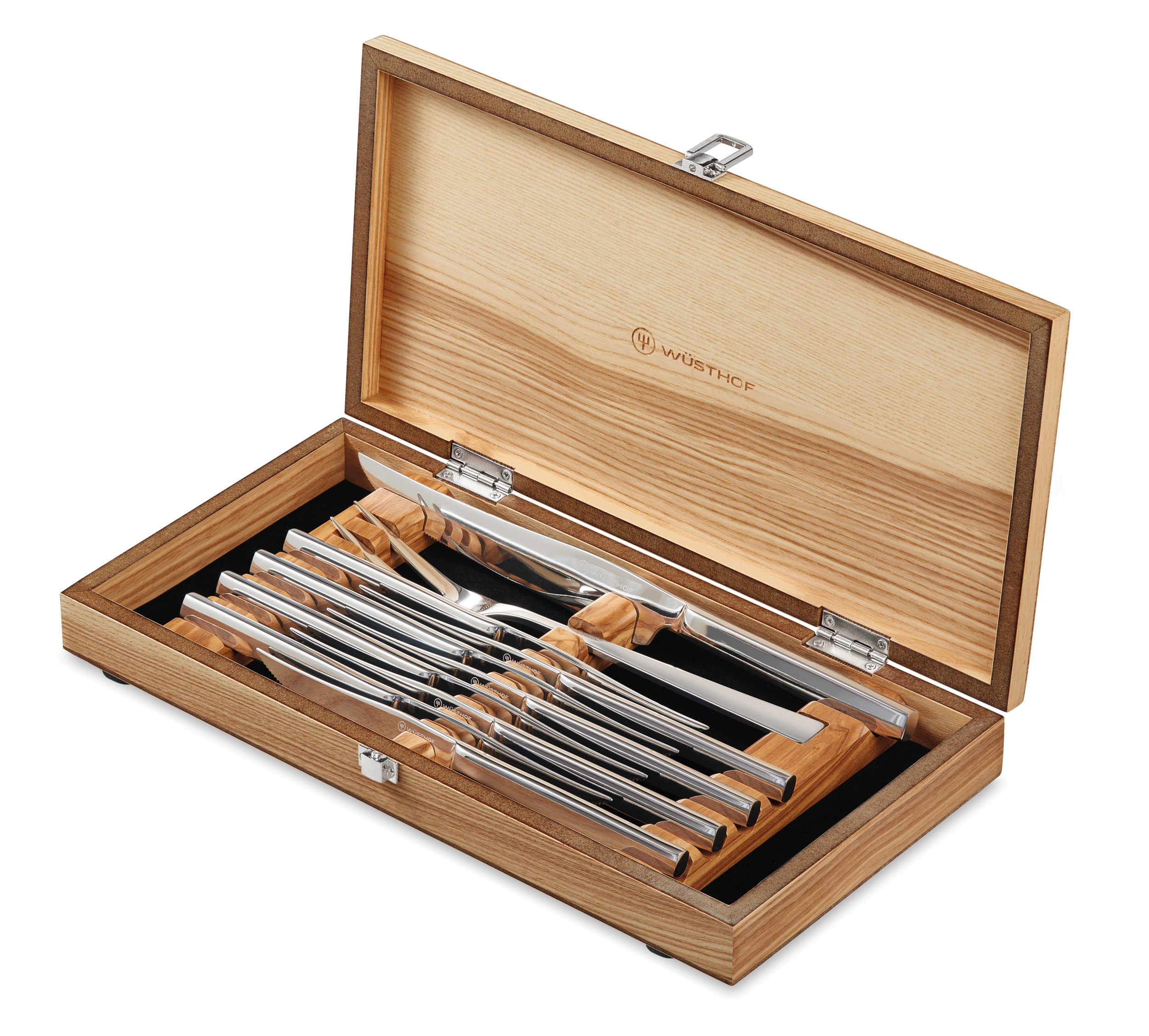 Wusthof 10-Piece Stainless Carving Steak Knife Set, Olivewood