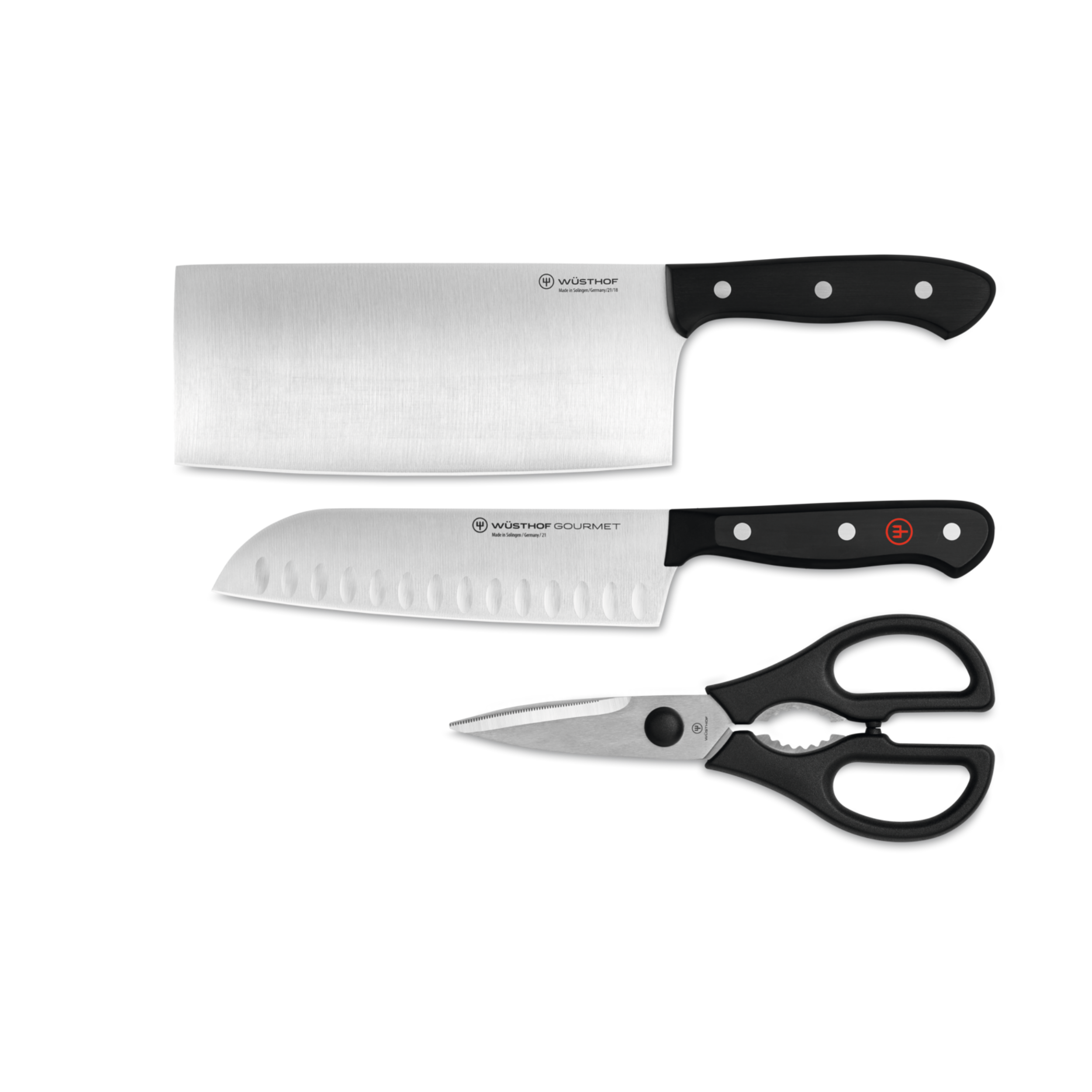 Chef's knife set GOURMET, 3 pcs, with kitchen scissors, Wüsthof 