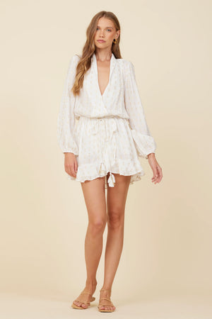 WHITE CLIPPED METALLIC DRESS - The Posh Pelican