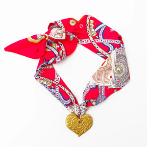 HOT PINK SCARF W/ HEART - The Posh Pelican