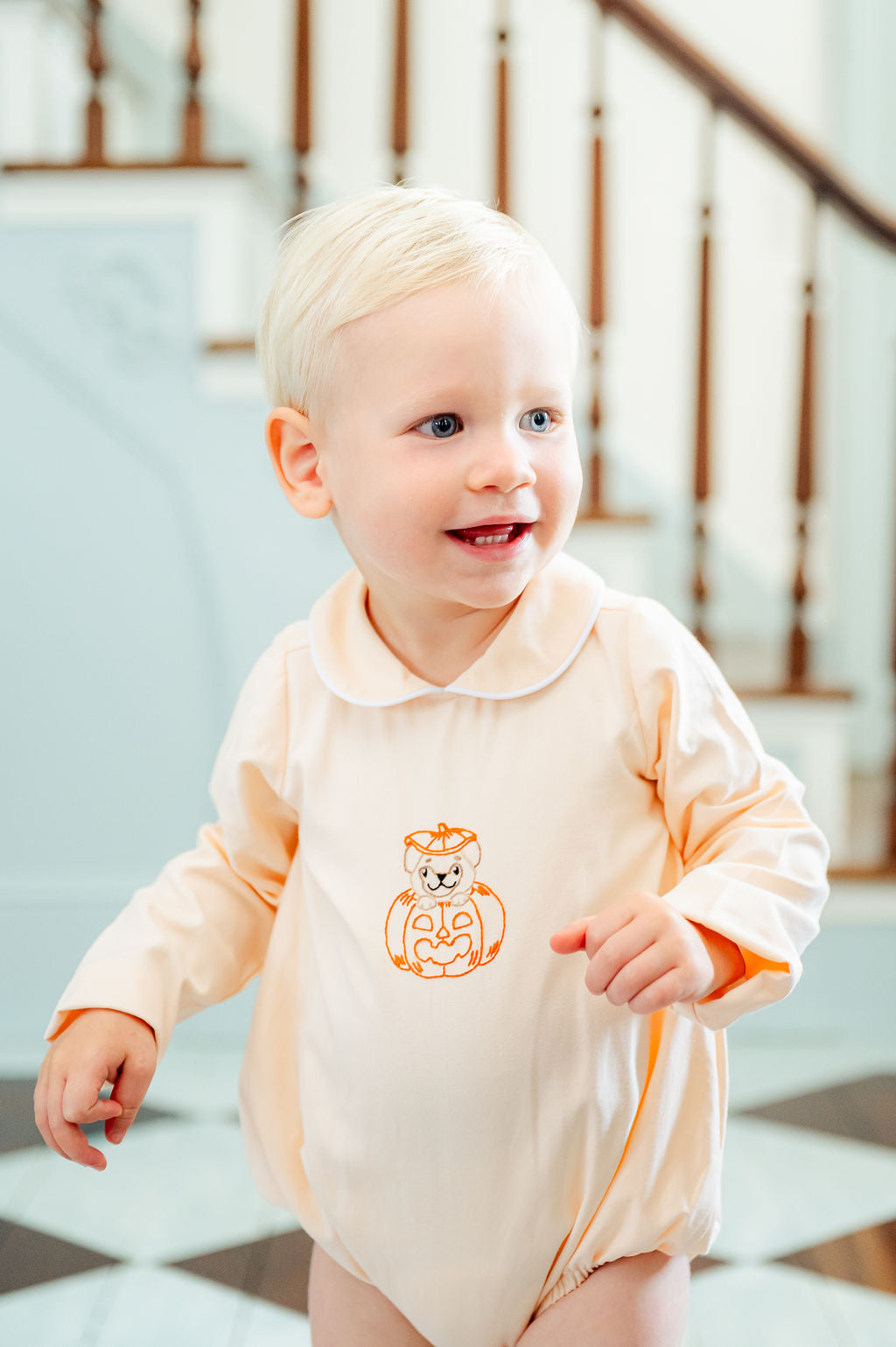 Puppy Jack O'lantern Embroidered Carson Bubble